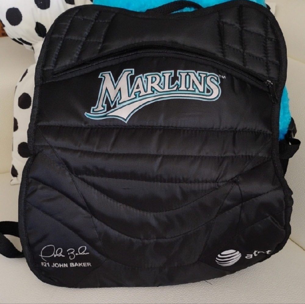 Rare Florida Marlins John Baker Black Backpack, Padded, Lightweight, Collector's